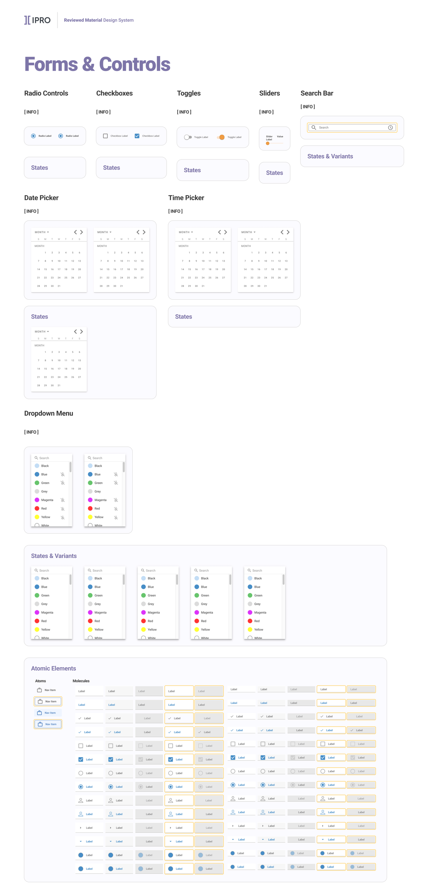 IPRO lists and menus showing selection lists, dropdowns, and menu interaction patterns.